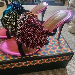 NEW! Kurt Geiger Pink Multicolor Crystal-Embellished Stiletto Sandals